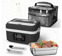 Fesatccoz Fiambrera Eléctrica Inalámbrica con Batería 8000mAh,6 Niveles de Temperatura 1L Calentador de Comida Portátil para Trabajo Aire Libre con Temporizador