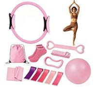 Fesatccoz Kit pilates rosa de 13 piezas para entrenamiento funcional de cuerpo entero y kit de pilates en casa completo con aro pilates mujer resistente