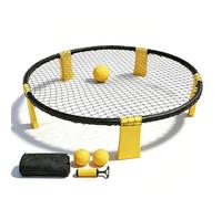Fesatccoz Set de roundnet Profesional con Marco Amarillo Kit Completo con Dos Pelotas y Bomba de Aire Divertidos Juegos al Aire Libre para Adultos Dinámicos Juegos de Playa portátiles