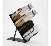 Fesatccoz Soporte Vasos Desechables con Soporte para Tapas y Pajitas Organizador Café Ajustable Organizador Vasos para Encimera de Cocina Oficina y Bar