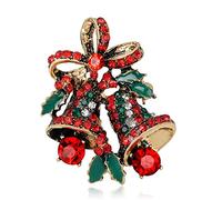 Fesciory Broche de Navidad para mujer, diseño de diamantes de imitación multicolor, esmaltado, joyería de Navidad para niñas, Esmalte, metal, diamantes de imitación, No es una piedra preciosa