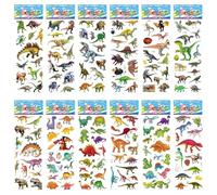 FESDMOH 12 Hojas de Pegatinas, Pegatinas Animales, Stickers, Aplicable Gratificantes Regalos Scrapbooking, Incluye letras, Números, Vehículos, Excavadoras, Dinosaurios y Mucho (Dinosaurios)