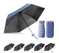 FESDMOH Mini Paraguas, Paraguas para el Sol, Sombrilla de Mano, Paraguas Plegable Antiviento, para Hombre y Mujer, Portátil Compacto de Viaje (Azul Neblina)