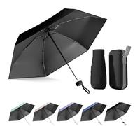 FESDMOH Mini Paraguas, Paraguas para el Sol, Sombrilla de Mano, Paraguas Plegable Antiviento, para Hombre y Mujer, Portátil Compacto de Viaje (Negro)
