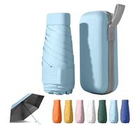 FESDMOH Mini Paraguas, Paraguas para el Sol, Sombrilla de Mano, Paraguas Plegable Antiviento, para Hombre y Mujer, Portátil Compacto de Viaje (Azul)