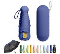 FESDMOH Paraguas Plegable, Umbrella para Viaje, Ultraligero, Compacto, Portátil, Caja de Paraguas Cápsula, para Hombre y Mujer (Azul Marino)