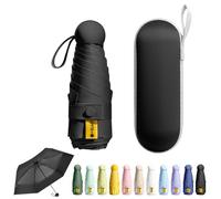 FESDMOH Paraguas Plegable, Umbrella para Viaje, Ultraligero, Compacto, Portátil, Caja de Paraguas Cápsula, para Hombre y Mujer (Negro)