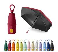 FESDMOH Paraguas Plegable, Umbrella para Viaje, Ultraligero, Compacto, Portátil, Paraguas para el sol para Hombre y Mujer (Granate)