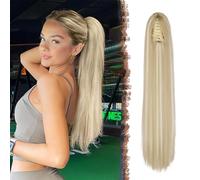 FESHFEN Coletas Postizas con Pinza - Coleta Postiza Pelo Natural Lisa Larga Ponytail Clip de Extensiones de Cabello Rubia Sucia Sintético Cola Postizos para Mujeres, 63 cm