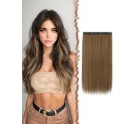 FESHFEN Extension Capelli Marrone Chiaro Clip Sintetici Posticci per Donna