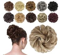 FESHFEN Moños Postizos de Pelo Natural, Coletero Postizo Sintético Postizos de Pelo Rizado Ondulado Extensiones de Cabello Moño de Pelo Desordenado Postizos para Mujer