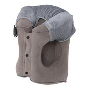 Fesjoy Almohada de Viaje Inflable Gris, Almohada Ligera de Descanso para el Cuello Flocada PVC con Diseño Respaldo, Ideal para Viajes Largos, Gris