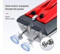 Fesjoy Barco RC de Alta Velocidad de 20 KM/h: Juguete Impermeable, Barco Carreras con Control Remoto, Regalo para Niños, Motores Duales para una Conducción Estable (#4)