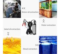 Fesjoy Bomba Sumergible Eficiente para Transferencia de Agua y Gasóleo en Construcción DC 12V/24V para Maquinaria Agrícola (24V)