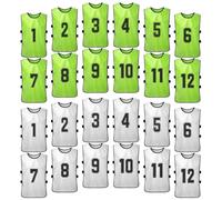 Fesjoy Camisetas de fútbol numeradas, 24 piezas, camiseta de fútbol de secado rápido, camiseta de fútbol juvenil, scrimmage, entrenamiento de equipo de baloncesto, baberos numerados, chaleco deportivo