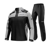 Fesjoy Chaqueta de Lluvia, Traje impermeable para moto, para hombres y mujeres, ciclismo, chaqueta y pantalón con funda, impermeable y transpirable, Negro y gris., XXL