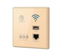 Fesjoy Enrutador de Conmutador de Red LAN, Enrutador Inalámbrico Tipo 86 para Oficina Hotel, Transmisión 300Mbps, Puerto Carga USB (Oro)