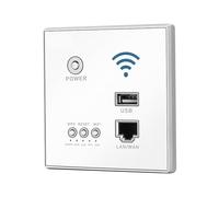Fesjoy Enrutador de Conmutador de Red LAN, Enrutador Inalámbrico Tipo 86 para Oficina Hotel, Transmisión 300Mbps, Puerto Carga USB (Blanca)