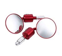 Fesjoy Espejos Retrovisores Convexos con Carcasa de Aleación de Aluminio, Espejos Retrovisores con Extremo de Barra Redonda Ajustable para Motos y Scooters, 1 Par.Fabricado con Aleación (Rojo)