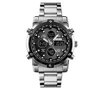 Fesjoy Hombre de Cuarzo Reloj Moda única Deporte Casual Marca Reloj de Cuarzo Doble Movimiento Correa de Acero Inoxidable Reloj de Pulsera Impermeable Relogio Masculino