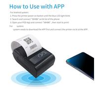 Fesjoy Impresora Térmica de Recibos Compacta de 58 Mm con Conexión USB BT, Compatible con Comando ESC/POS, Ideal para Supermercado, Tienda, Restaurante, Impresora Térmica Inalámbrica