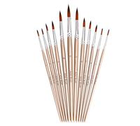Fesjoy Juego de Pinceles de Pintura Nailon Alta Calidad, Kit Pinceles con Madera para Artista, Suministros Pintura Al óleo y Acuarela Acrílica, 12 Uds. (Redondo)