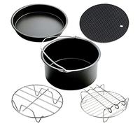 Fesjoy Kit de Accesorios para Freidora de Aire Versátil Juego 10 Piezas Bandeja para Pizza Soporte Metal Soporte Pan Molde Magdalenas Entusiastas la Cocina Freidora Aire 3.2QT-5.8QT (7 pulgadas)