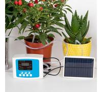 Fesjoy Kit de Riego por Goteo Solar Temporizado Dispositivo de Riego Bomba Dual con Alimentación USB para Flores Jardín, Automático Inteligente, Color Azul con Panel Solar (Bomba Doble de 20 m.)