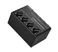 Fesjoy Mezclador de sonido Mini Mezclador de audio estéreo con entradas RCA de 4 canales Controles de volumen independientes Full Metal Shell