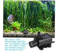 Fesjoy Mini Bomba de Agua sin Escobillas Ultra Silenciosa USB DC5V 4,8 W 300L/H con Filtro para Bomba de Alimentación Pecera