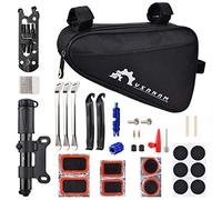 Fesjoy Mini Kit de Herramientas de Reparación Bicicletas Juego Completo Fijación Neumáticos con Bomba y Bolsa Gran Capacidad, Ideal para Ciclos Seguridad - Tela Oxford/Negro/1 LB
