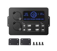 Fesjoy Mini Power Box 12V 100W LCD Display Power Box Power Box con LED USB C y QC3.0 Hub de control portátil para autocaravanas, SUV, barcos, yates, coches