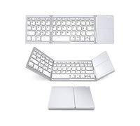 Fesjoy Mini teclado inalámbrico BT portátil ultraplano con panel táctil, compatible con Windows/Android/iOS Silver