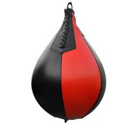 Fesjoy Muay Thai Speed Ball Kit de Pelota de Boxeo Cuero PU Ligero con Bomba Infladora para Combate (Negro y Rojo)