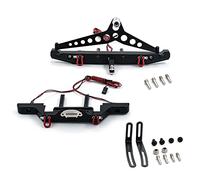Fesjoy Parachoques delantero de aleación de aluminio Parachoques delantero Set de parachoques trasero RC Crawler con luces LED Parachoques de aleación de aluminio Compatible con 1/10 Traxxas TRX-4