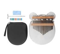 Fesjoy Piano de Pulgar de 17 Teclas Piano Dedo Kalimba 17 Teclas Apariencia Oso Kalimba Madera Caoba Acrílico Sonido Puro y Agradable con Sintonizador Etiqueta Puntuac