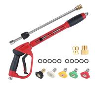 Fesjoy Pistola de lavado de alta presión, 5000 psi, potente pistola de lavado de 40 pulgadas de largo, conexión rápida de 1/4 pulgadas con conector de manguera de agua M22, 5 puntas de boquilla de