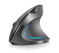 Fesjoy Ratón vertical,2.4G BT Ratón vertical wirel de modo dual Ratón recargable Streamer RGB 3 niveles DPI ajustables