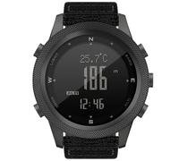 Fesjoy Reloj Digital Multifuncional para Hombres Altímetro Barómetro Brújula Podómetro Cronómetro 50 M Resistente Al Agua para Uso Diario y Al Aire Nylon Negro