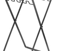 Fesjoy Soporte Plegable para Bolsas de Basura, Hierro y Madera Duradero | Soporte de hierro confiable, de madera suave, Ideal para actividades al aire , Respetuoso con el medio ambiente y