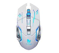 Fesjoy Thunder Wolf Q13 - Ratón para videojuegos mecánico, luminoso, color blanco perla