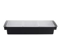 Fesjoy Transparente Caja para Condimentos con Ergonómico, 50x16x9cm | Plástico apto para uso alimentario, diseño resistente a la humedad, ideal para snacks, salsas, cereales y barras.