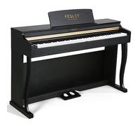 Fesley Digital Piano 88 teclas Teclado ponderado: Piano eléctrico para el hogar con acción de martillo, teclado de piano vertical con altavoces dobles de 25 W, pedal triple, compatible con Bluetooth,