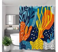 Fesnfuae Cortina de Ducha Azul Cortina Ducha 130x200 cm con 12 Ganchos y Dobladillo Ponderado, Antimoho, Tela Impermeable Poliéster, Shower Curtain Lavable con Agua para Baño o Bañera, Naranja 2Y#273