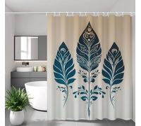 Fesnfuae Cortina de Ducha Crema Cortina Ducha 130x200 cm con 12 Ganchos y Dobladillo Ponderado, Antimoho, Tela Impermeable Poliéster, Shower Curtain Lavable con Agua para Baño o Bañera, Boho 2Y#283