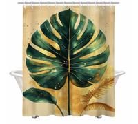 Fesnfuae Cortina de Ducha Crema Cortina Ducha 160x160 cm con 12 Ganchos y Dobladillo Ponderado, Antimoho, Tela Impermeable Poliéster, Shower Curtain Lavable con Agua para Baño o Bañera, Verde 2Y#566