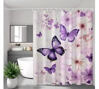 Fesnfuae Cortina de Ducha Púrpura Cortina Ducha 150x180 cm con 12 Ganchos y Dobladillo Ponderado, Antimoho, Tela Impermeable Poliéster, Shower Curtain Lavable con Agua para Baño o Bañera, Rosa 2Y#95