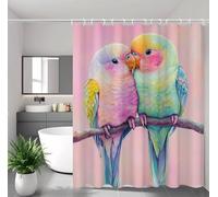 Fesnfuae Cortina de Ducha Rosa Cortina Ducha 150x200 cm con 12 Ganchos y Dobladillo Ponderado, Antimoho, Tela Impermeable Poliéster, Shower Curtain Lavable con Agua para Baño o Bañera, Pájaro 2Y#111