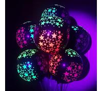 Fesnova 20 globos luminosos que brillan en la luz negra, globos fluorescentes mini estrellas negras, globos de látex para fiestas de cumpleaños, arco de boda, decoración de fiestas
