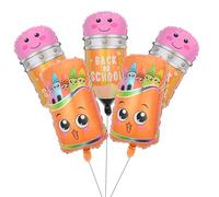 Fesnova 5 lápices inflables y estuches con globos, globos de colores para el regreso a la escuela, para fiestas de bienvenida al comienzo del colegio, decoración del primer día de escuela para niños y